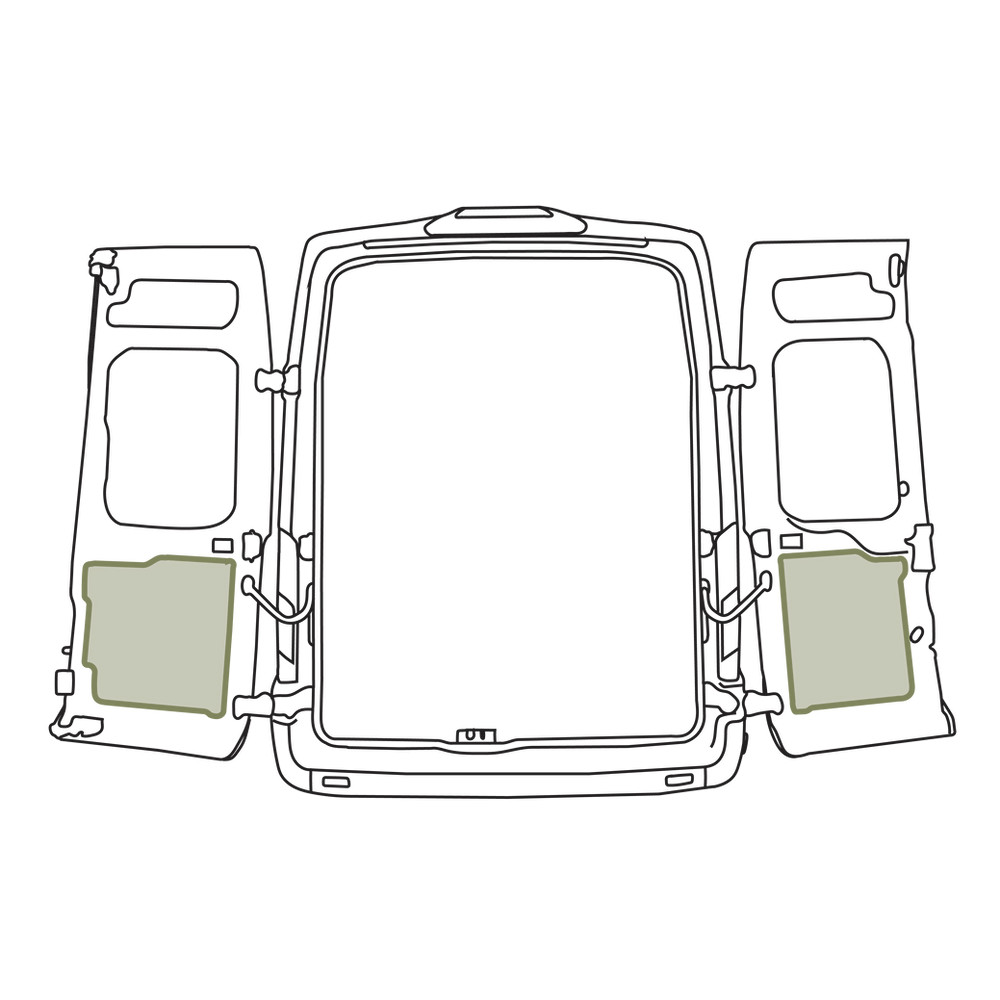 VanEssential Ford Transit Lower Rear Door Storage Panels (Pair) - Out There Vans