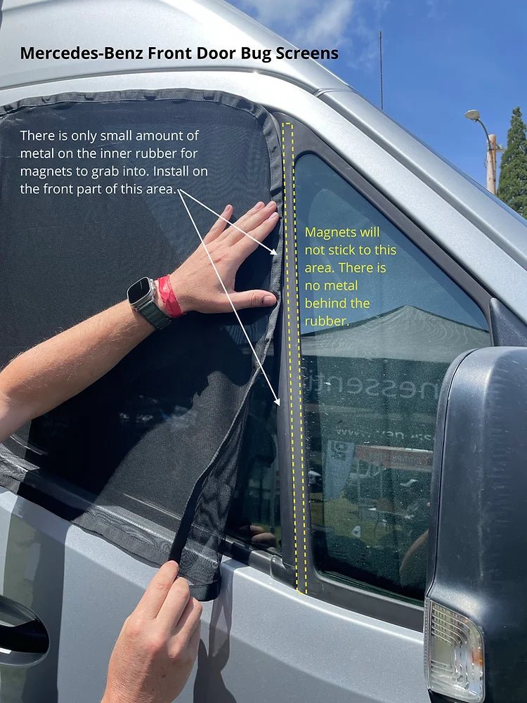 VanEssential Mercedes Sprinter Bug Screens - Front Doors (Pair) - Out There Vans