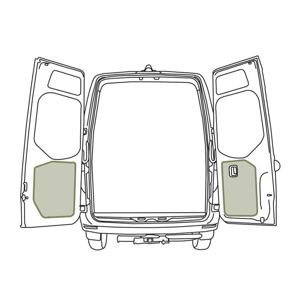 VanEssential Mercedes Sprinter VS30 Lower Rear Door Storage Panels (Pair) - Out There Vans
