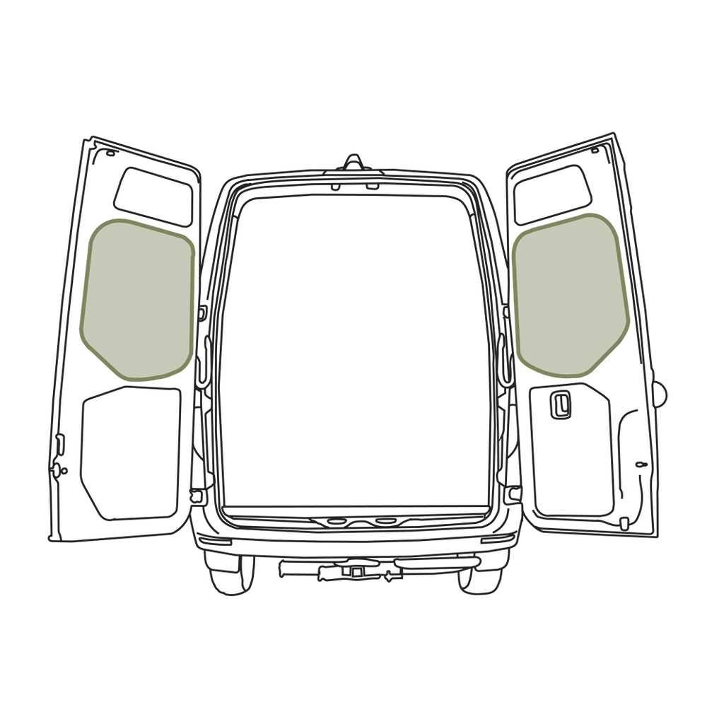 VanEssential Mercedes Sprinter VS30 Middle Rear Door Storage Panels (Pair) - Out There Vans